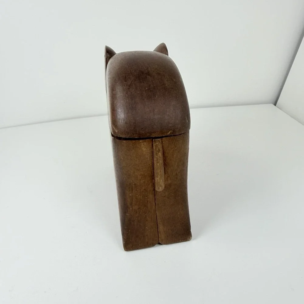 Vintage Hand Carved Wooden Elephant Cigarette Box Holder Hinged Case